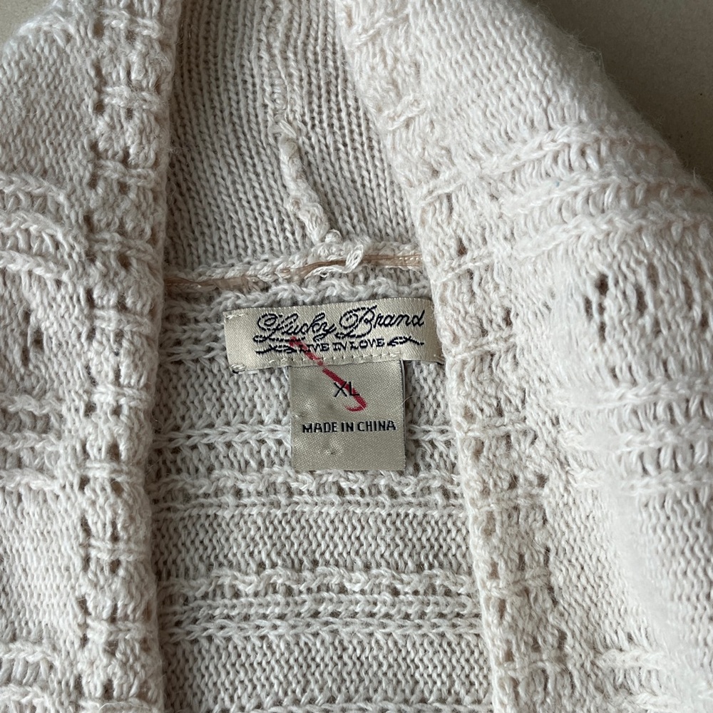 LUCKY BRAND Elegant Cream Women's Knit Cardigan - Picture 3 of 6